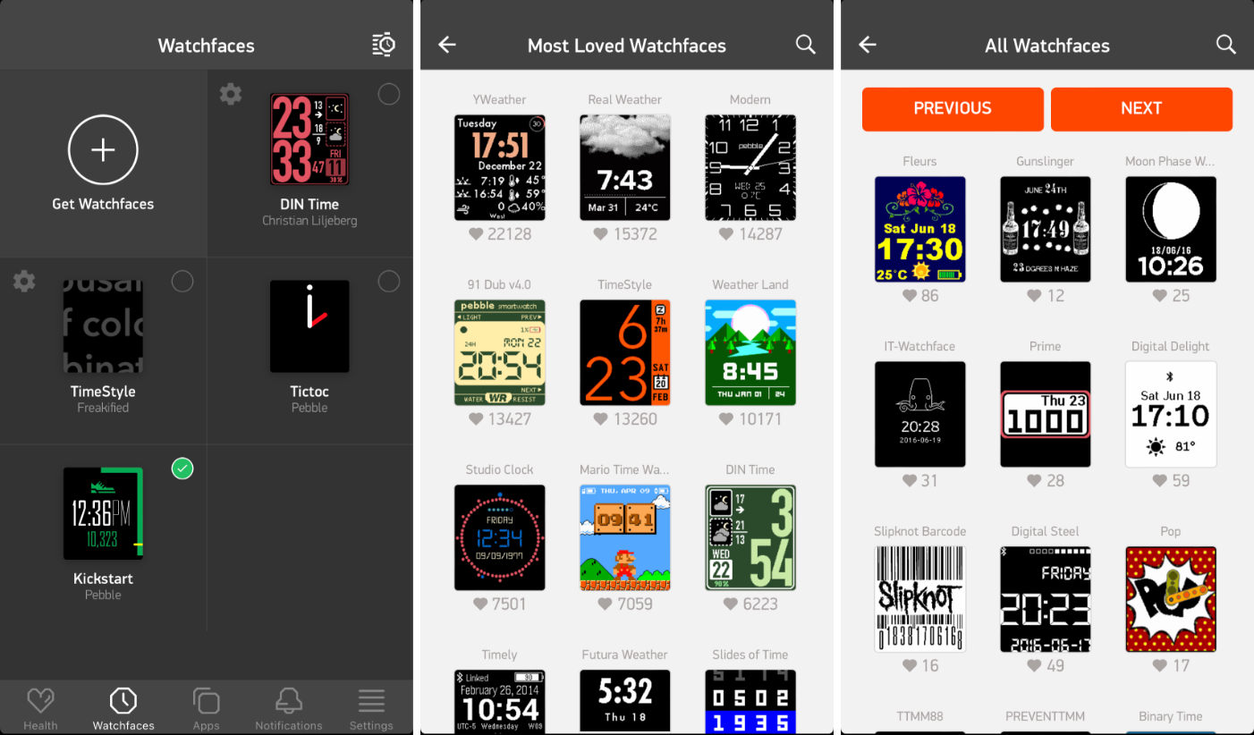 pebble watch faces