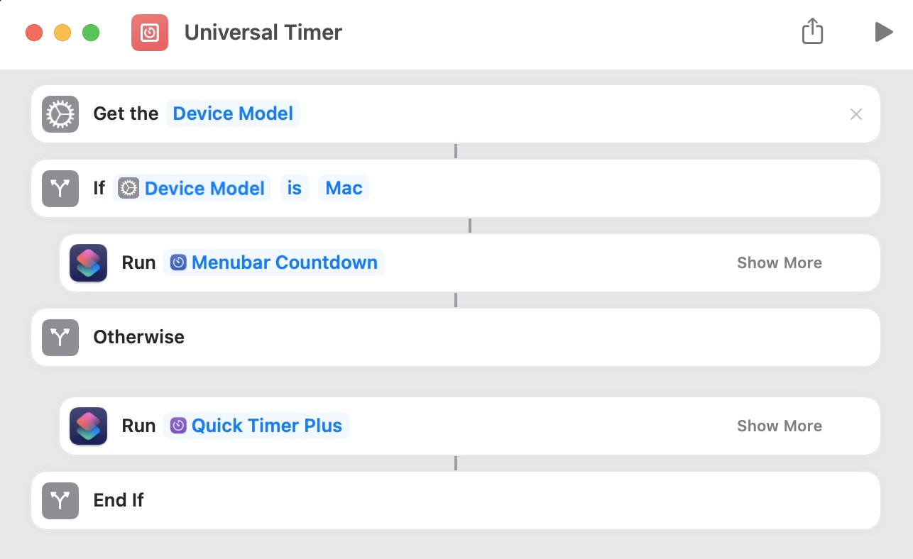 universal timer shortcut